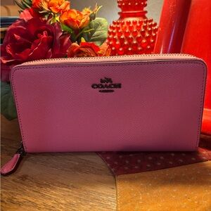 Coach Pink Zip-Around Clutch Wallet